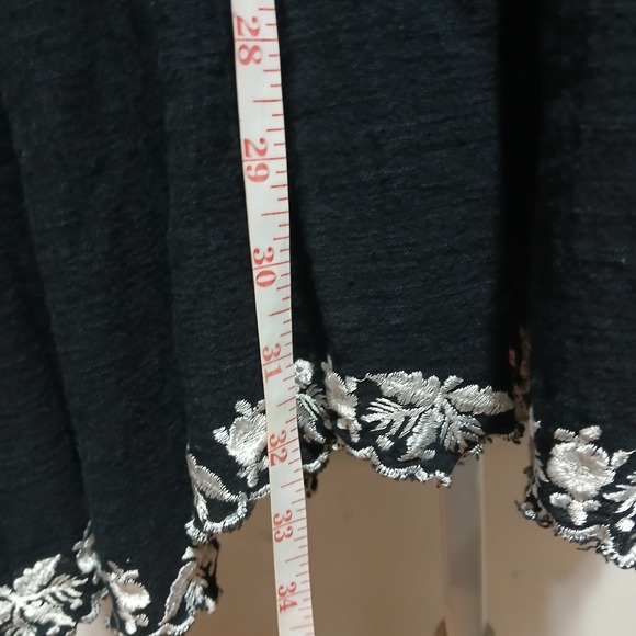 Free People Black Embroidered Gauze Tiered Babydoll Mini Dress Short Sleeve - Picture 11 of 12